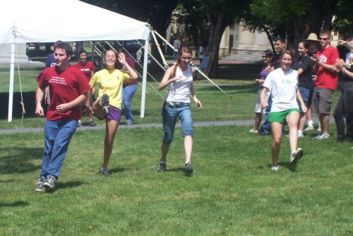 Freshman strutting competition on the Arts Quad